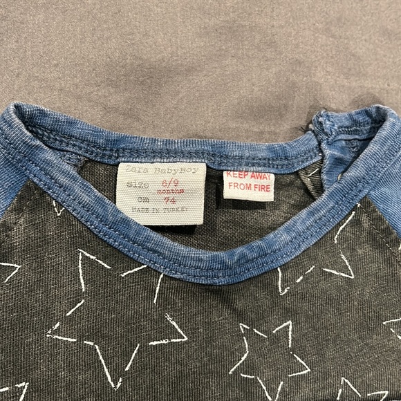 Zara Baby Blue/Black Shirt Size 6-9 Months Never Worn - Picture 4 of 7